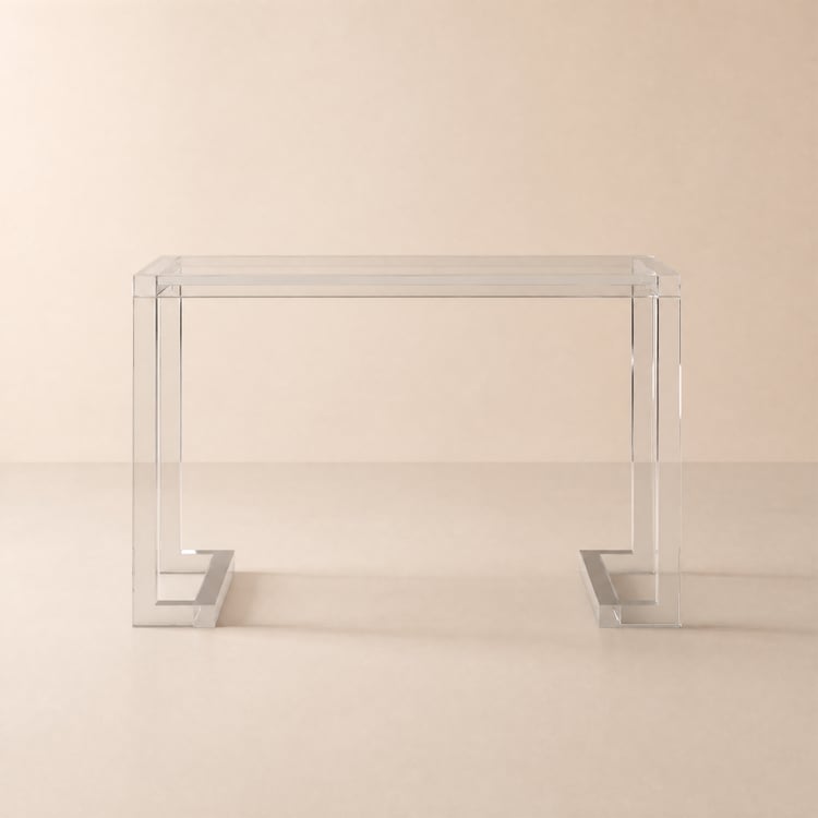 Savea 39" Rectangular Clear Tempered Glass Writing Desk with Acrylic Base