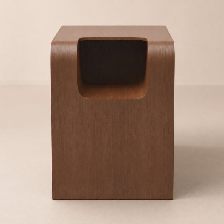 Mesa auxiliar multifuncional com revisteiro 60 cm nogueira