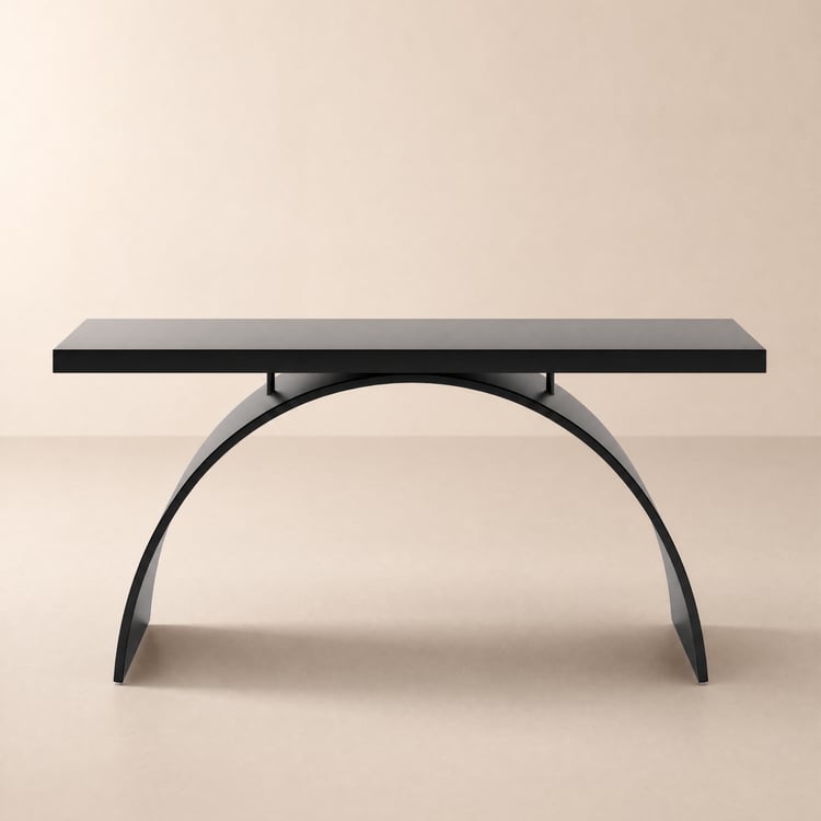 Industrial 63" Rectangular Black Wood Desk with Metal Base