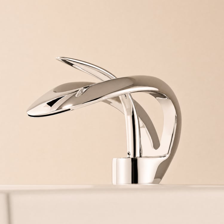 Robinet de lavabo moderne et élégant en forme de cascade, poignée à levier unique, laiton massif chromé