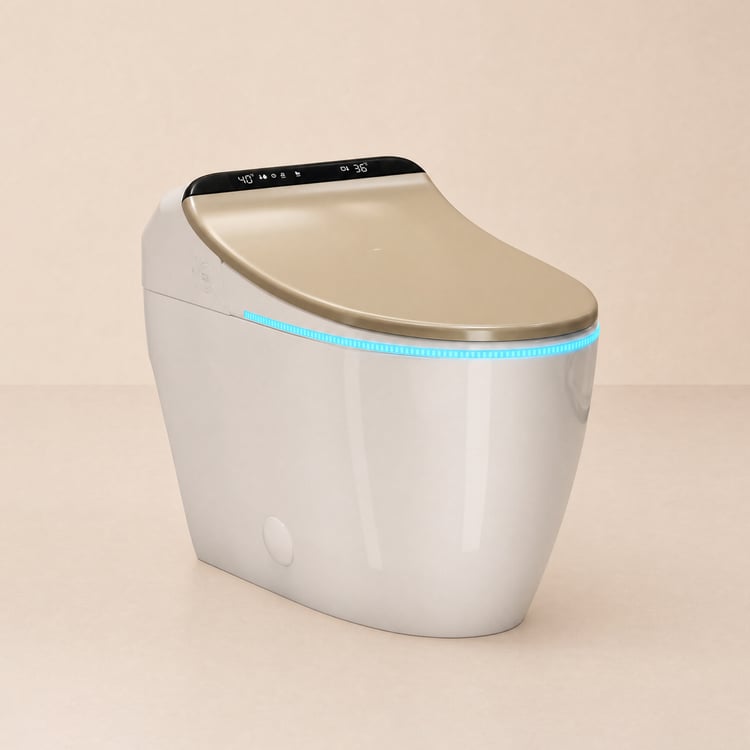 Hynova AX2 Pro Smart Bidet Toilet with Aromatherapy, Rose Gold, 1.28 GPF