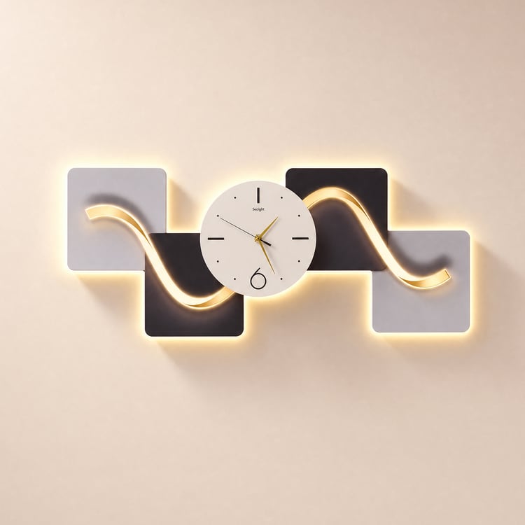 Orologio da parete silenzioso orizzontale da 1000 mm con decorazione geometrica moderna, soggiorno d'arte