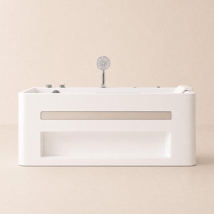 Bañera de hidromasaje de 150 cm con control termostático, chorros de masaje e iluminación LED