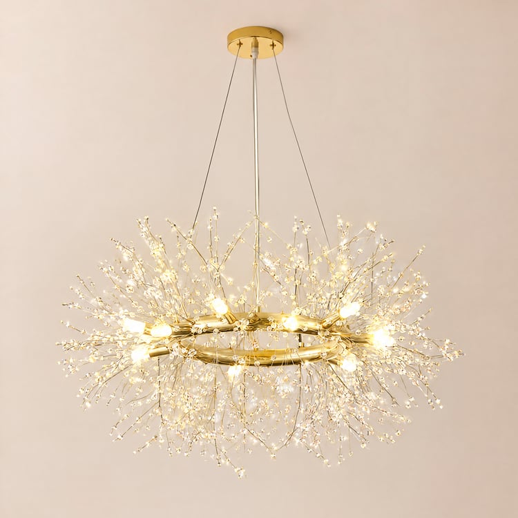 Plafonnier à suspension Spoutnik en cristal moderne à 12 lumières du milieu du siècle