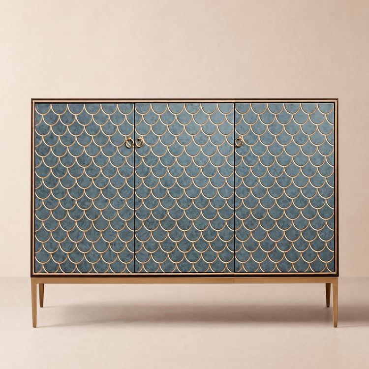 Modern 119 cm Wood Sideboard with 3 Doors & Adjustable Shelves