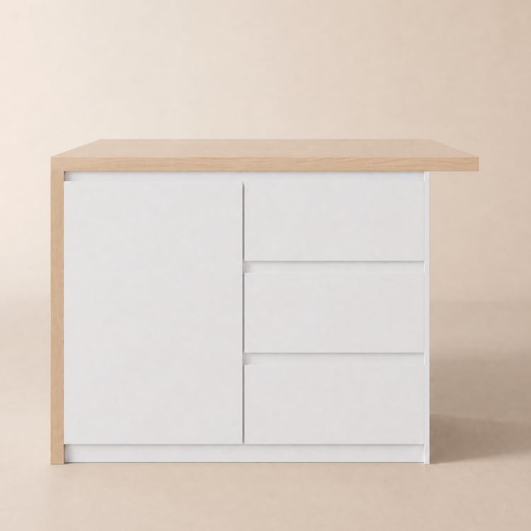 Modern 130 cm Wood Kitchen Island with Storage, Natural