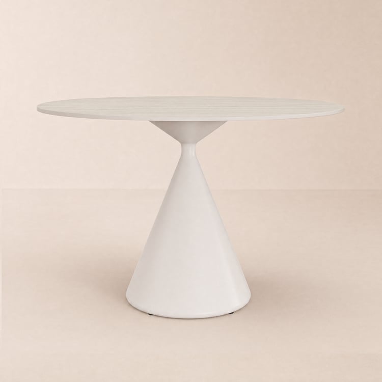 Modern 39" Round Matte Travertine Sintered Stone Dining Table, Seats 2