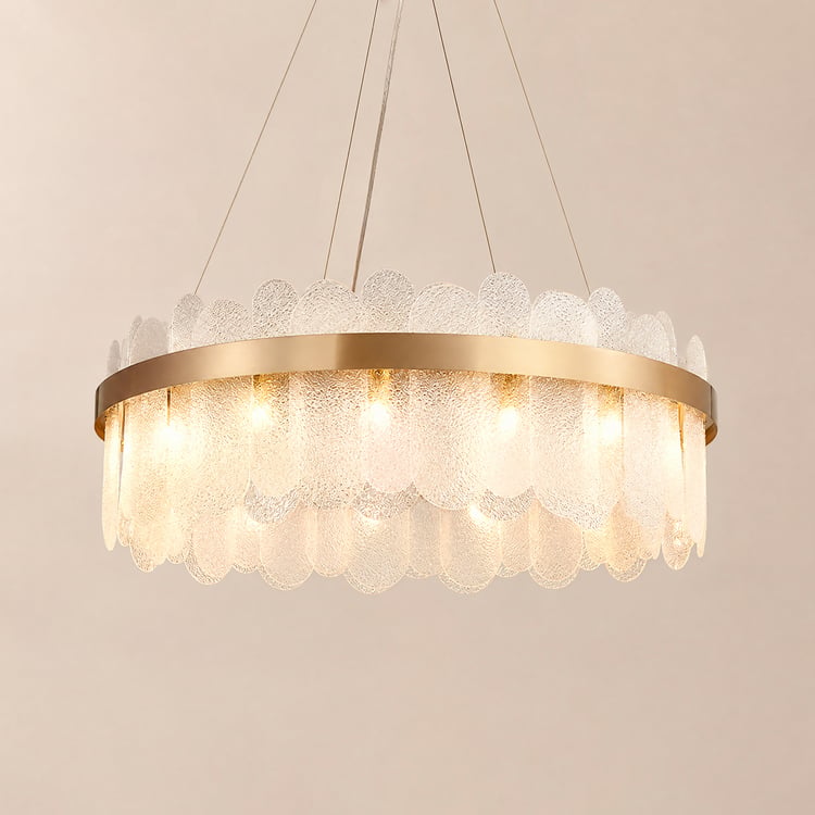 Modern Round 6-Light Tiered Clear Glass Chandelier