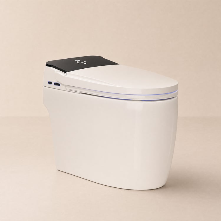 Smart Toilet with Heated Seat White & Black Rimless Dual Flush (4 Star)