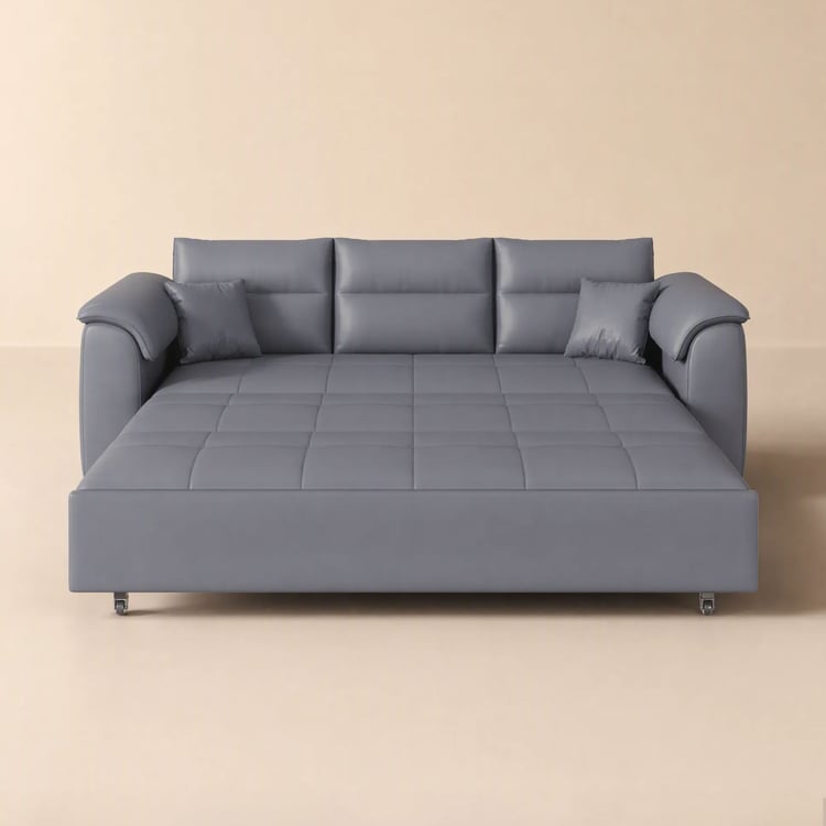 Sofá-cama de 2 Lugares de 188 cm em Pele Sintética com Arrumação e Bolsos Laterais