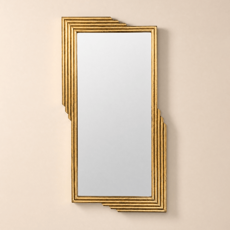 Modern Gold Metal Geometric Wall Decorative Mirror Entrance Rectangular Dressing Mirror