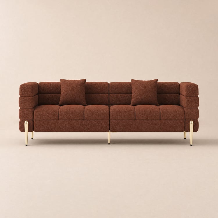 Axial 200 cm Boucle Fluted Sofa with Gold Legs & Pillows