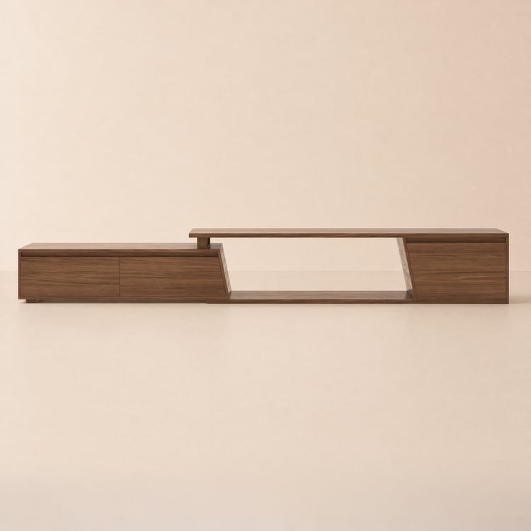 Fero Meuble TV extensible 180–279 cm avec rangement caché