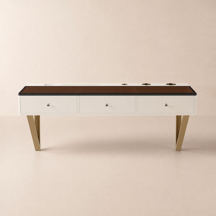 Coiffeuse flottante moderne blanche de 47 po avec plateau en verre trempé