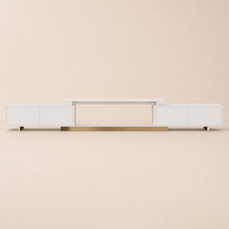 Modern TV Stand, Extendable Media Console with Storage in White