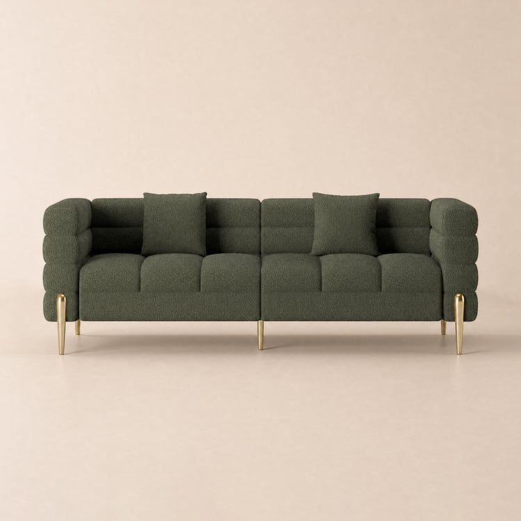 Axial 200 cm Boucle Fluted Sofa with Gold Legs & Pillows