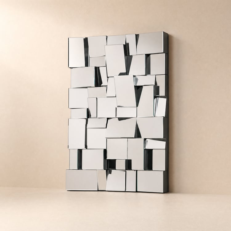 100 cm Glam Irregular Silver Decorative Frameless Earthquake Wall Mirror