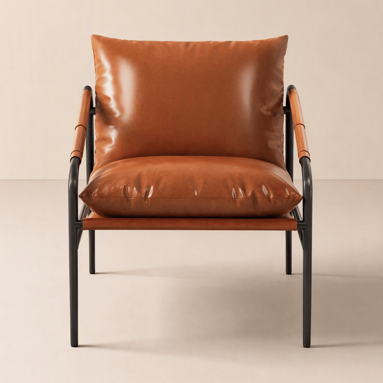 Fauteuil d'appoint moderne en similicuir avec cadre en métal