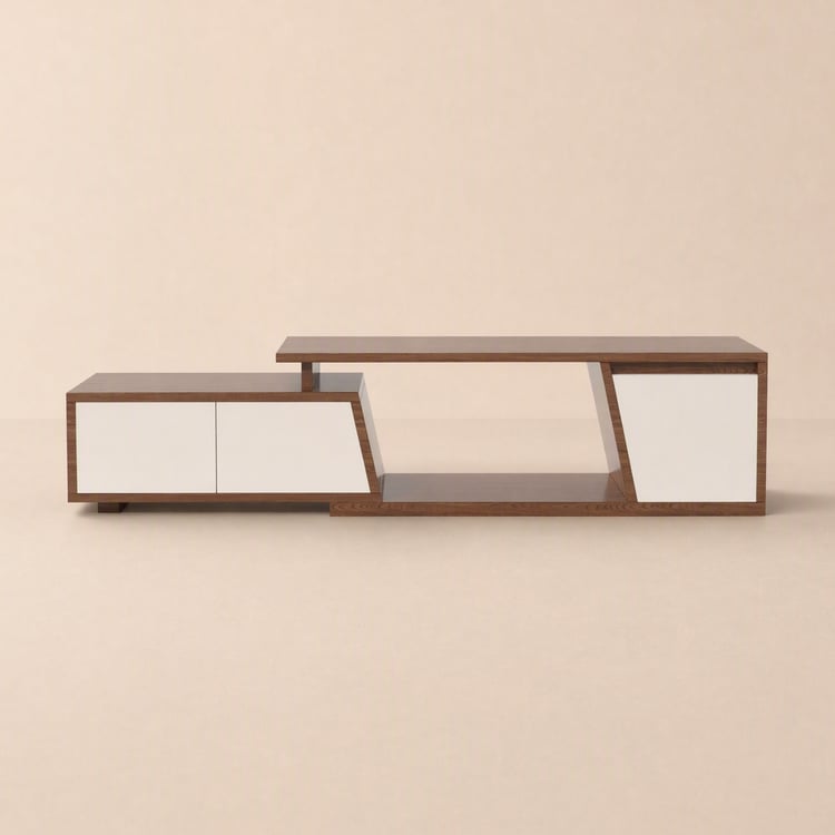 Storage Modern White & Walnut Wood TV Stand Extendable 1200mm