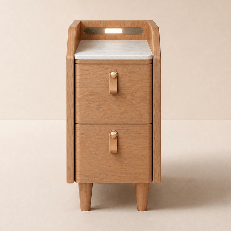 Comodino moderno e stretto Smart Comodino Cherry con sensore di luce e porta USB