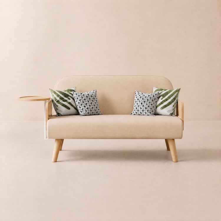 60" Full 2-Seater Cotton & Linen Sleeper Sofa with Rotating Tray