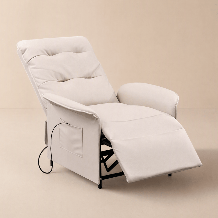 Leather Power Recliner Accent Chair with Side Pocket