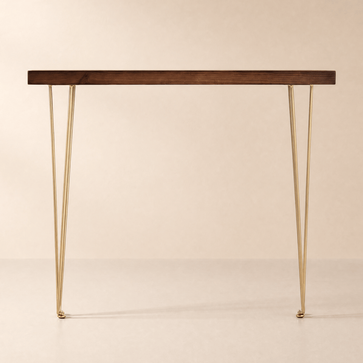 1000mm Rustic Walnut Narrow Rectangular Console Table with Wooden Top & Metal Legs