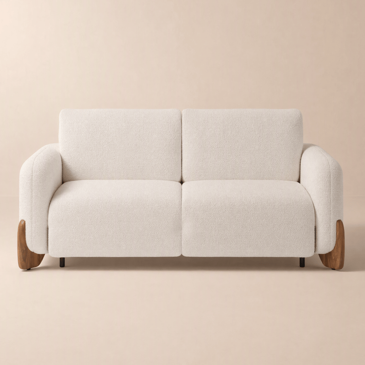 Curva 83" Queen 3-Seater Boucle Sleeper Sofa with Mattress