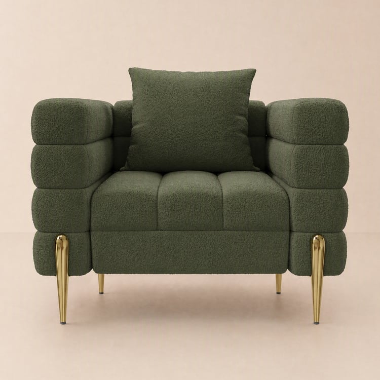 Upholstered Axial Armchair in Boucle with Gold Legs