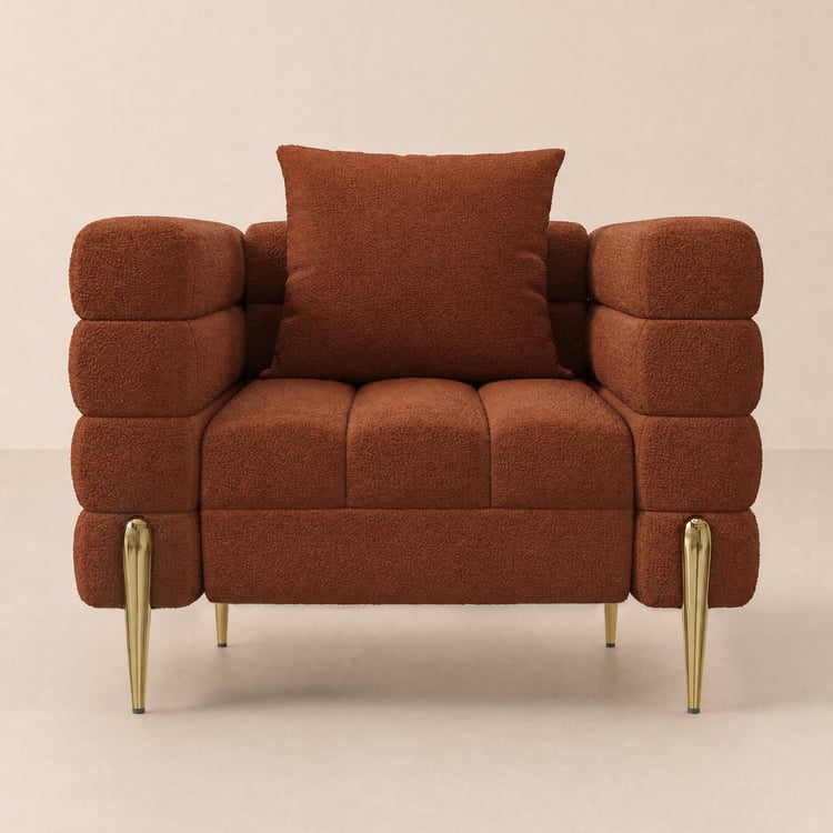 Axial Performance Leather Upholstered Lounge Accent Chair with Armrest & Gold Legs