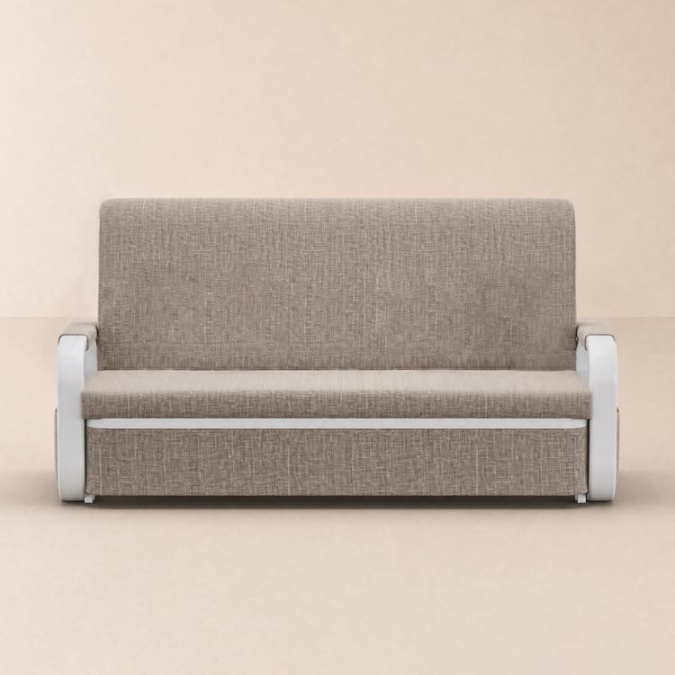 61" Full 2-Seater Cotton & Linen Convertible Sleeper Sofa with Storage