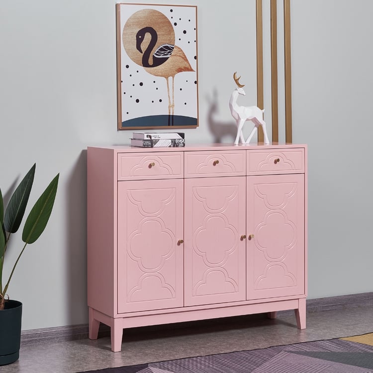 Contemporary Pink Shoe Cabinet Shoe Organizer with Doors