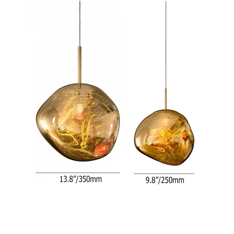 Magische moderne unregelmäßige Glaskugel Metall einzelne Licht große Spiegel Pendelleuchte in Gold｜Homary DE