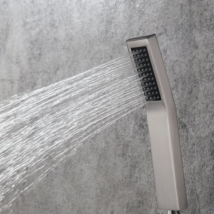 Brushed Nickel Single Function Handheld Shower Rectangular Hand Shower ...