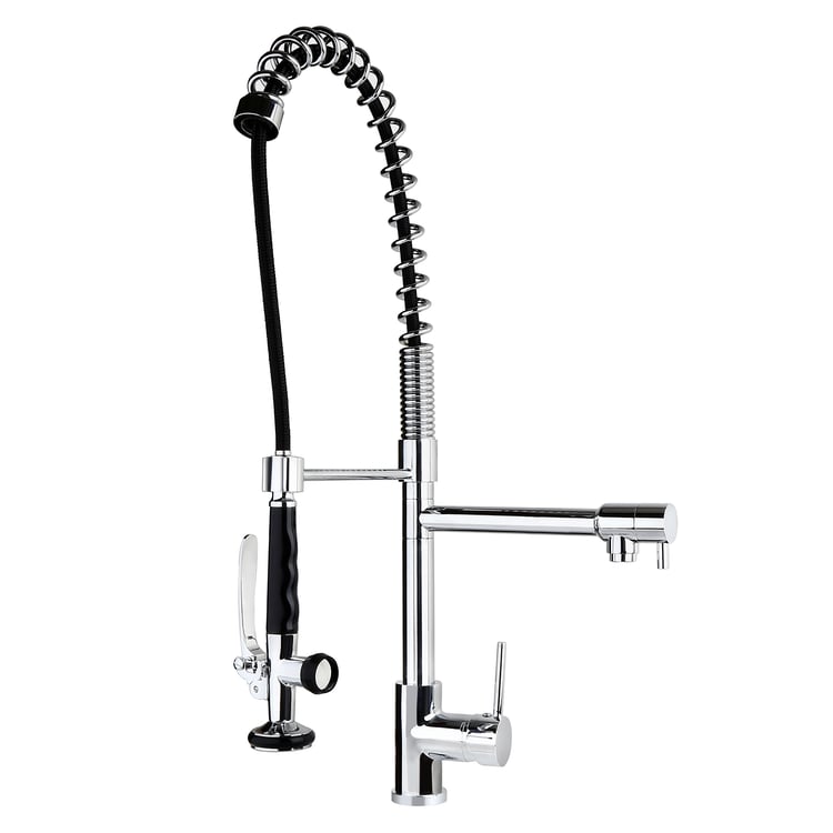AIMADI Chrome Pull-Down Kitchen Faucet – Single Hole, Swivel, Deck Mounted – Low Lead Compliant
