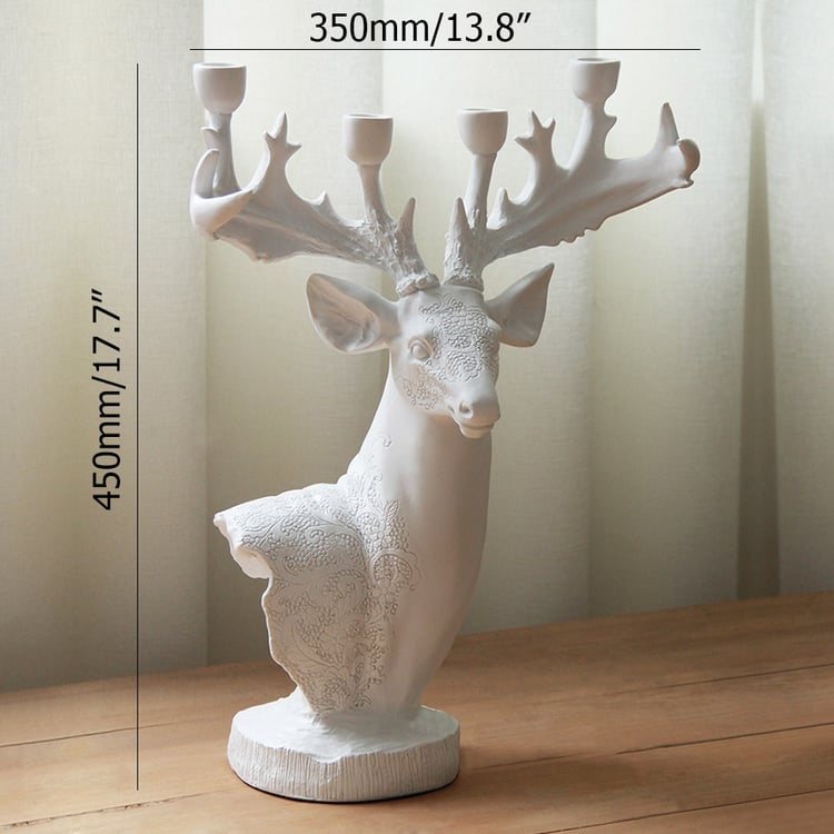Vintage Deer Head Candle Holder Resin Deer Head On Stand