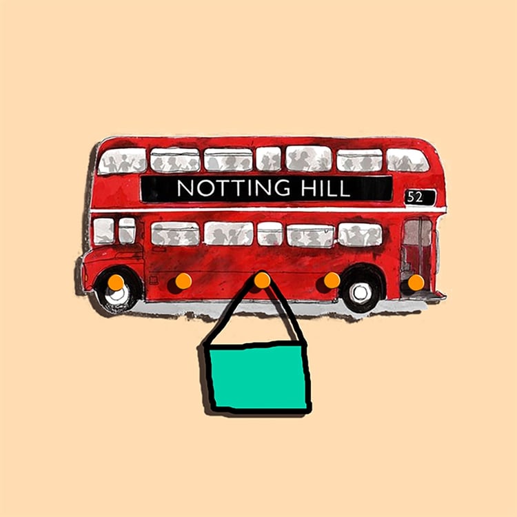 Retro Red Double-Decker Bus Kids Wooden Wall Mounted Coat