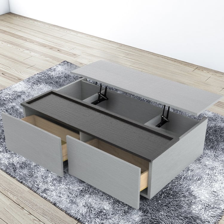 Modern Lift Top Rectangular Wood Storage Grey and Black Coffee Table ...