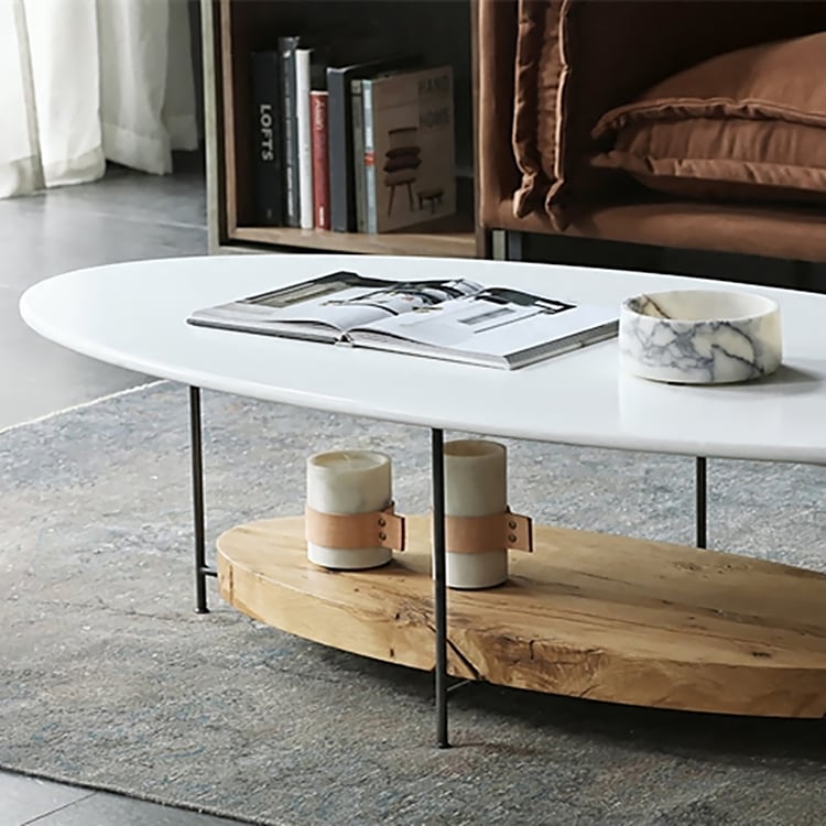 Light wood oval coffee table online