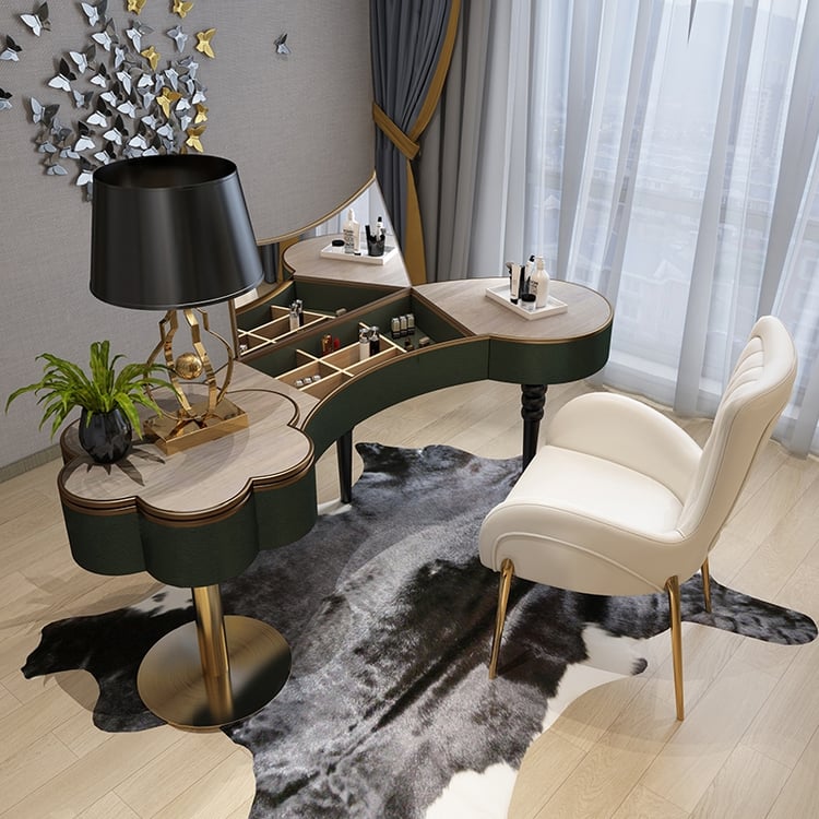 green emerald velvet dress Small Chinoiserie Green Dressing Table Chair main image 1