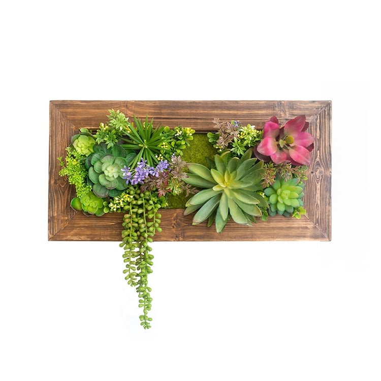 Rustic Style Artificial Succulent Wall Decorative Faux Succulent Hanging  Planter in Rectangle Weathered Wood Succulent Wall FrameHomary AU