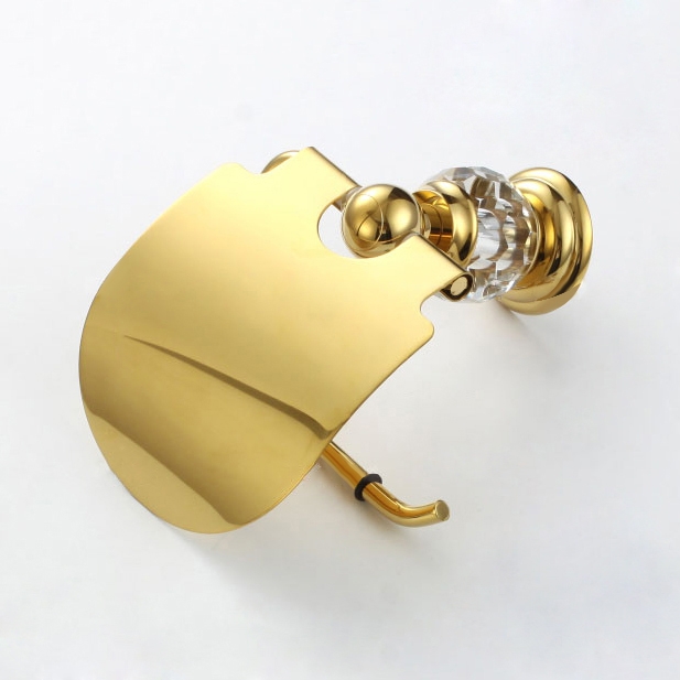 Portarotolo di carta igienica in oro di lusso con ripiano senza punzonatura Portarotolo in rotolo acrilico Appendiabi Accessori da bagno Bagno  13
