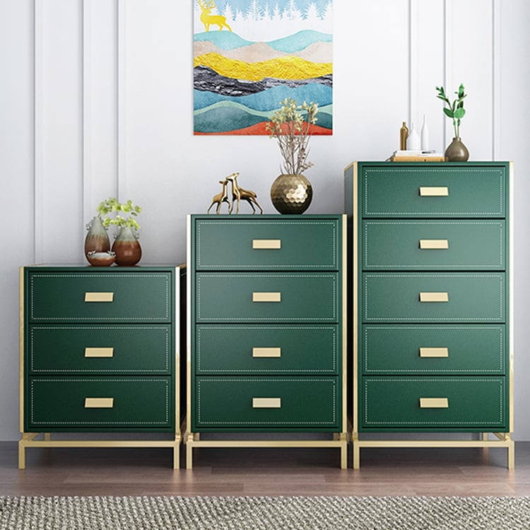 Modern Green Cabinet Leath Aire Chest of 3 Drawers Gold Finish in  SmallHomary