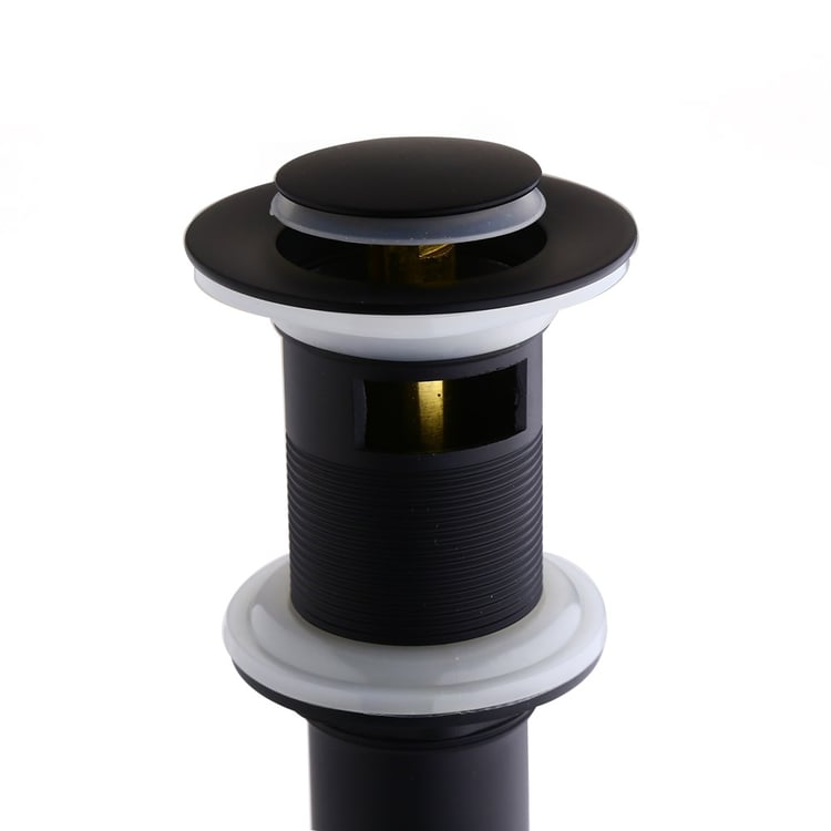 Simple-Deals Matte Black Bathroom Basin Waste Pop-Up Drain With Overflow – Stainless Steel
