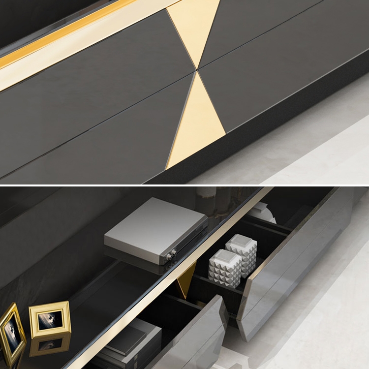 Rasay Black 79 Inch TV Stand with Storage Mid Century Media