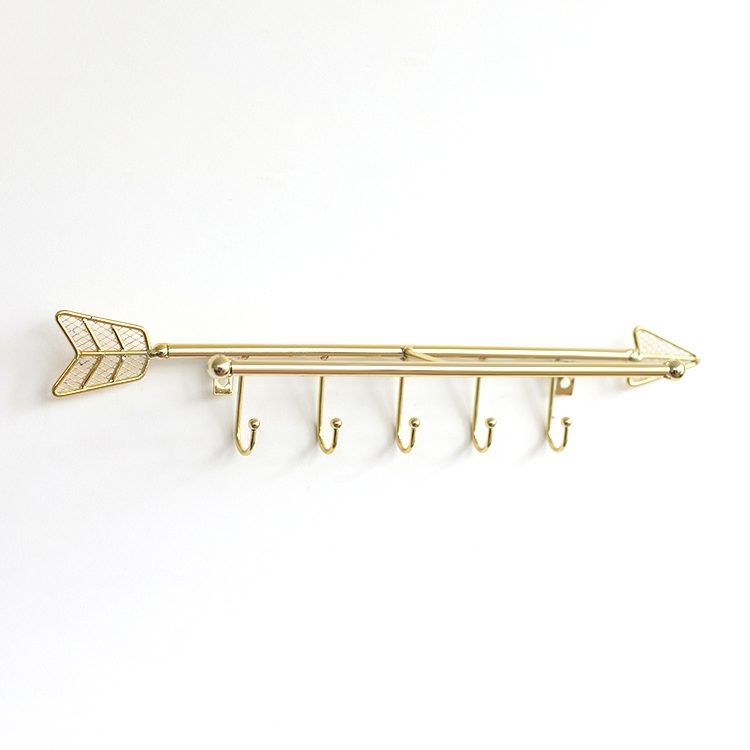 Modern Wall Mounted Metal Jewelry Display 5-Hook Decorative Arrow
