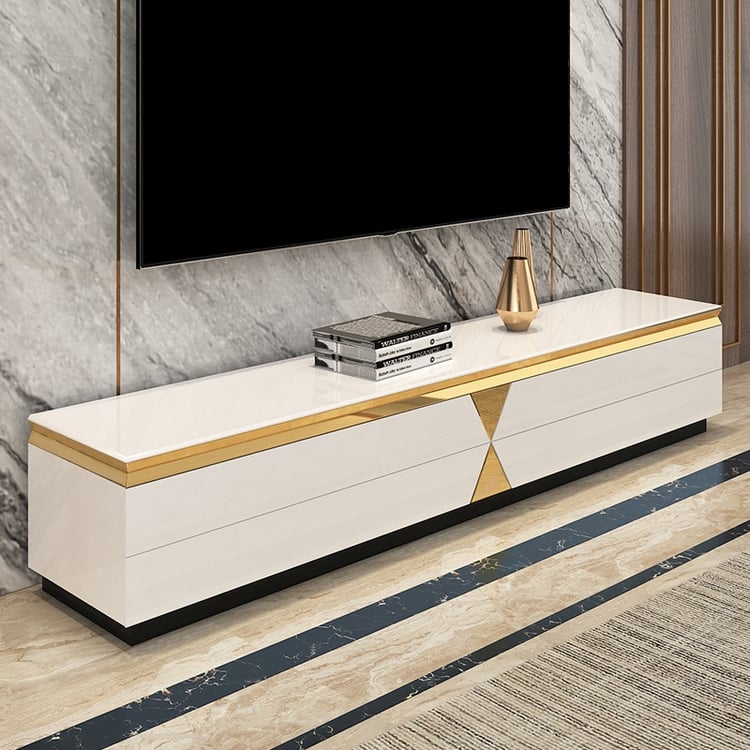 Rasay White 71 Inch TV Stand with Storage Mid Century Media Console ...