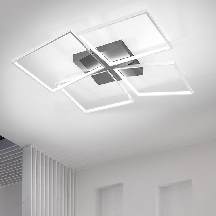 Modern Square LED Flush Mount Ceiling Light Silver & Black｜Homary AU