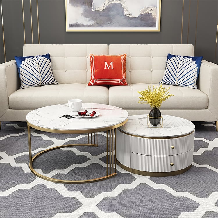 トールペイント「Table Collection」 Amazon.com: Tribesigns Coffee Table, 2-Tier Round Coffee