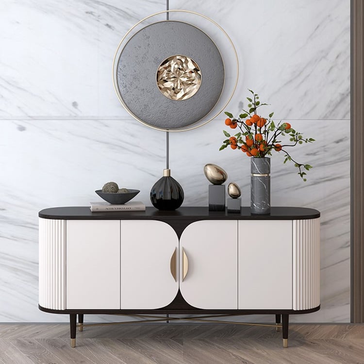 Modern White TV Stand Media Console with 2 Doors for TVs up to 55"｜Homary